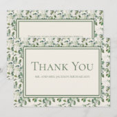 Elegante Sage Green Eucalyptus Blätter Cream Weddi Dankeskarte (Vorne/Hinten)