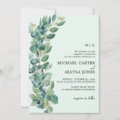 Elegante Sage Green Eucalyptus & Foto Wedding Einladung (Vorderseite)
