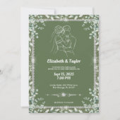 Elegante Sage Green Eucalyptus Glitzer Wedding Einladung (Vorderseite)