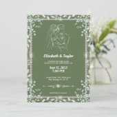 Elegante Sage Green Eucalyptus Glitzer Wedding Einladung (Stehend Vorderseite)