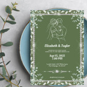 Elegante Sage Green Eucalyptus Glitzer Wedding Einladung