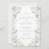 Elegante Sage Green Eucalyptus Rose Blumenhochzeit Einladung (Vorderseite)