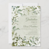 Elegante Sage Green Eucalyptus White Abschluss Einladung (Vorderseite)