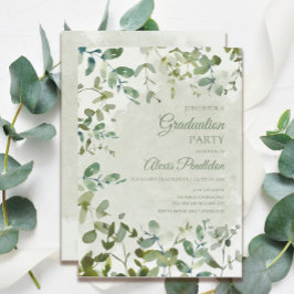 Elegante Sage Green Eucalyptus White Abschluss Einladung