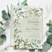 Elegante Sage Green Eucalyptus White Abschluss Einladung