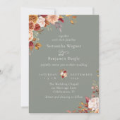 Elegante Sage Green Fall Bloral Hochzeit Einladung (Vorderseite)