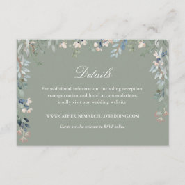 Elegante Sage Green Floral Cacsacde Hochzeit Detai Begleitkarte