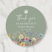 Elegante Sage Green Floral Danke Brautparty Geschenkanhänger (Rückseite)