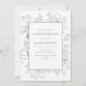 Elegante Sage Green Floral Line Art Wedding Einladung (Vorderseite)