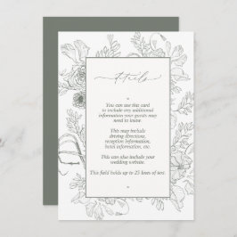 Elegante Sage Green Floral Line Details zur Hochze Begleitkarte