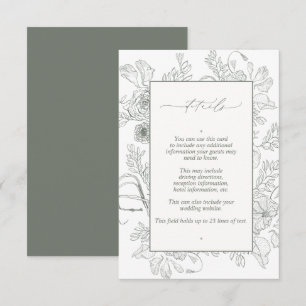 Elegante Sage Green Floral Line Details zur Hochze Begleitkarte