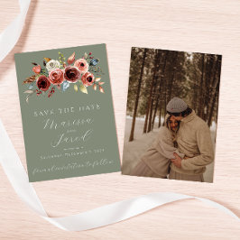 Elegante Sage Green Floral Save the Date