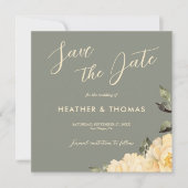 Elegante Sage Green Floral Save the Date Einladung (Vorderseite)