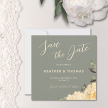 Elegante Sage Green Floral Save the Date Einladung
