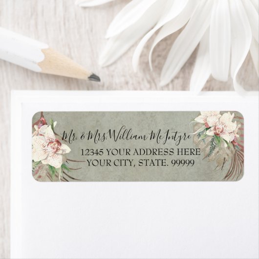 Elegante Sage Green Floral Tropical Foliage Hochze (Insitu)