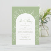 Elegante Sage Green Floral Wedding Einladung (Stehend Vorderseite)