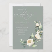 Elegante Sage Green Floral Wedding Einladung (Vorderseite)