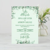 Elegante Sage Green Floral Wedding Einladung (Stehend Vorderseite)