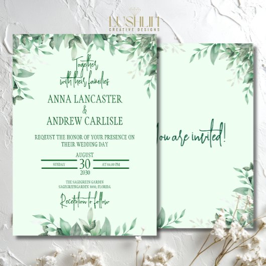 Elegante Sage Green Floral Wedding Einladung