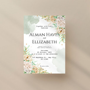 Elegante Sage Green Floral Wedding Einladung