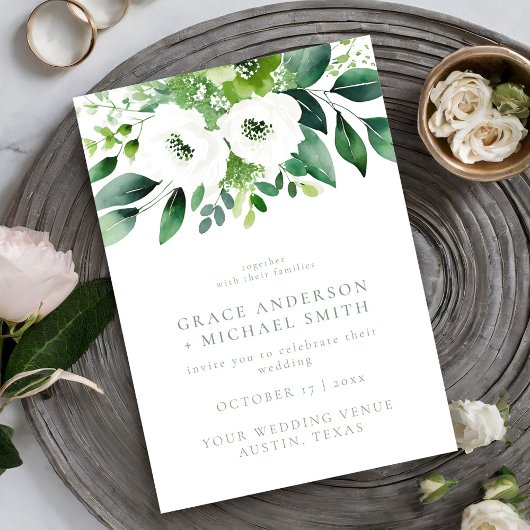 Elegante Sage Green Floral Wedding Einladung