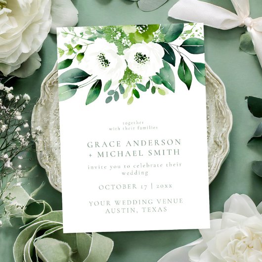 Elegante Sage Green Floral Wedding Einladung