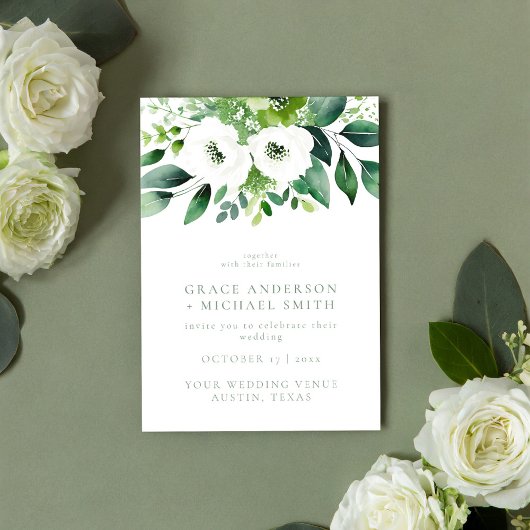 Elegante Sage Green Floral Wedding Einladung