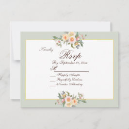 Elegante Sage Green Floral Wedding RSVP Card Einladung