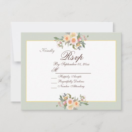 Elegante Sage Green Floral Wedding RSVP Card Einladung (Vorderseite)