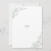 Elegante Sage Green Floral Wreath Monogram Wedding Einladung (Rückseite)