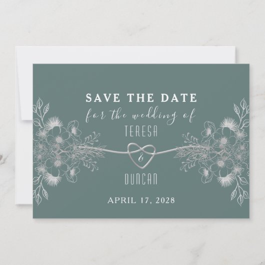 Elegante Sage Green Foto Wedding Save The Date (Vorderseite)