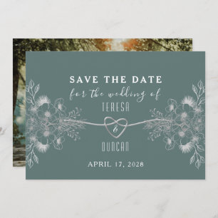 Elegante Sage Green Foto Wedding Save The Date