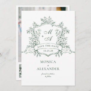 Elegante Sage Green French Garden Blume Hochzeit Save The Date