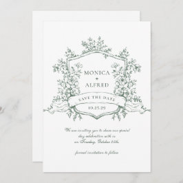 Elegante Sage Green French Garden Blume Hochzeit Save The Date