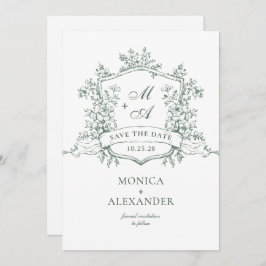 Elegante Sage Green French Garden Blume Hochzeit Save The Date