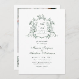 Elegante Sage Green French Garden Wedding QR Code Einladung