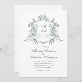 Elegante Sage Green French Rose Garden Wedding Einladung