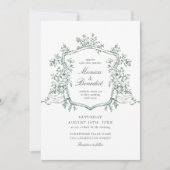 Elegante Sage Green French Rose Garden Wedding Einladung (Vorderseite)