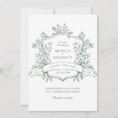 Elegante Sage Green French Rose Garden Wedding Einladung (Vorderseite)