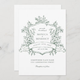 Elegante Sage Green French Rose Garden Wedding Einladung