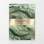 Elegante Sage Green Gold Agate Trifold Broschüre (Cover)