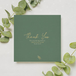 Elegante Sage Green Gold Calligraphy Wedding Dankeskarte