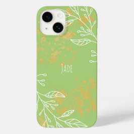 Elegante Sage Green Gold Floral Case-Mate iPhone 14 Hülle