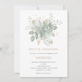 Elegante Sage Green Gold Foliage Hochzeit Einladun Einladung (Vorderseite)
