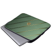 Elegante Sage Green & Gold Laptopschutzhülle (Vorne Knopf)