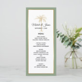 Elegante Sage Green Gold Palm Tree Wedding Menükarte (Stehend Vorderseite)
