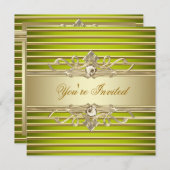 Elegante Sage Green Gold Party Einladungen (Vorne/Hinten)