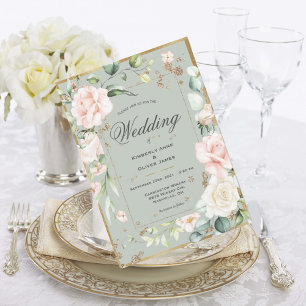 Elegante Sage Green Gold Wedding Einladung