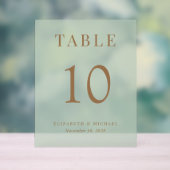 Elegante Sage Green Gold Wedding Tischnummer Acrylschild (Neutral)