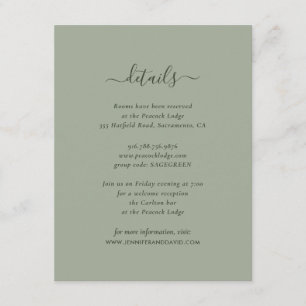Elegante Sage Green Guest Information Cards Begleitkarte